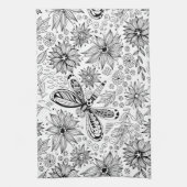 トンボと花 キッチンタオル (縦)