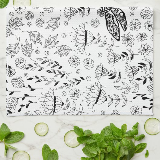 トンボと花 キッチンタオル (折り畳み)