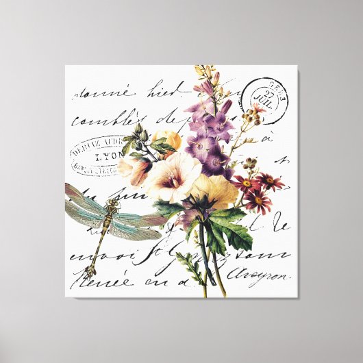 トンボと花 キャンバスプリント (正面)