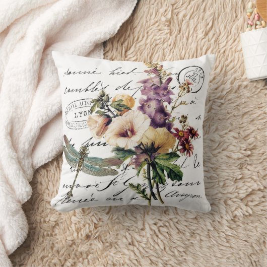 トンボと花 クッション (ブランケット)