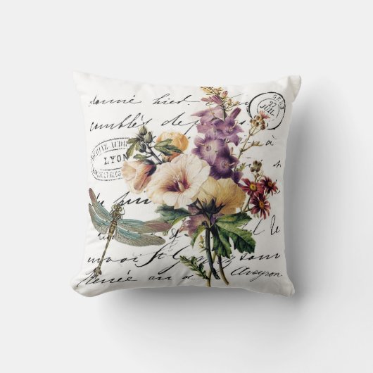 トンボと花 クッション (正面)