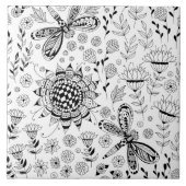 トンボと花 タイル (正面)