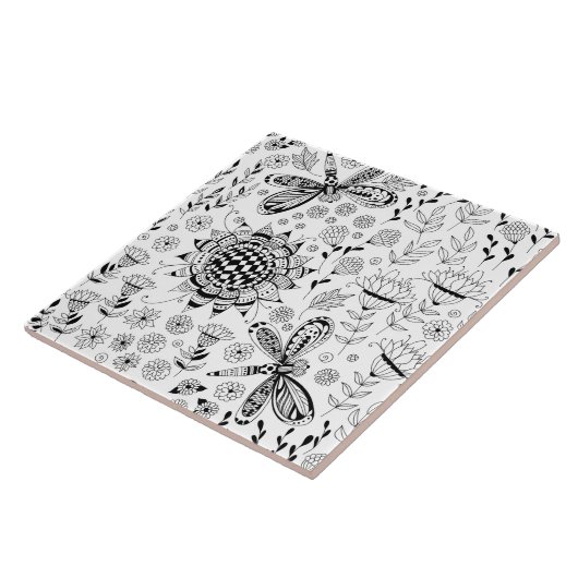 トンボと花 タイル (側面)