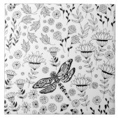 トンボと花 タイル (正面)