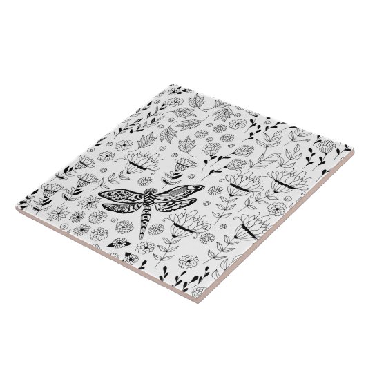 トンボと花 タイル (側面)