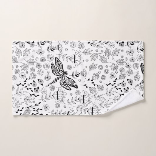 トンボと花 バスタオルセット (ハンドタオル)