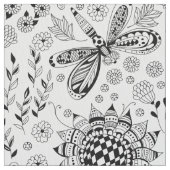 トンボと花 ファブリック (クローズアップ)