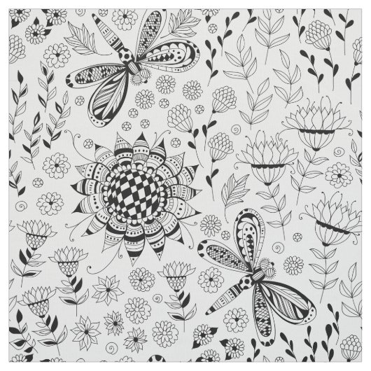 トンボと花 ファブリック (見本)