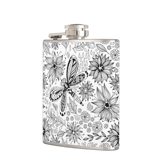 トンボと花 フラスク (左)