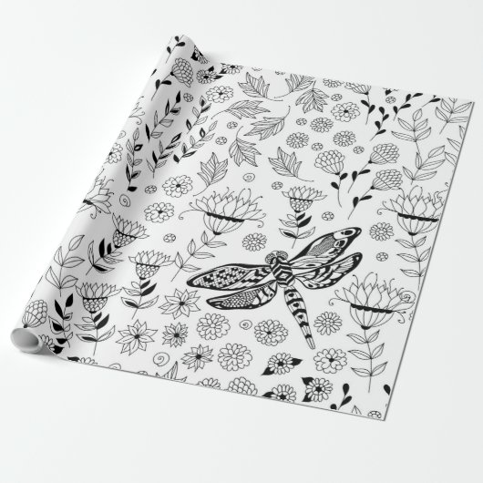 トンボと花 ラッピングペーパー (アンロールド)