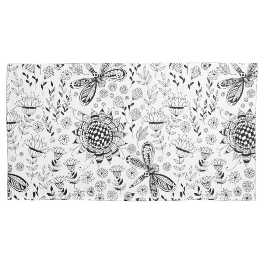 トンボと花 枕カバー (正面左)