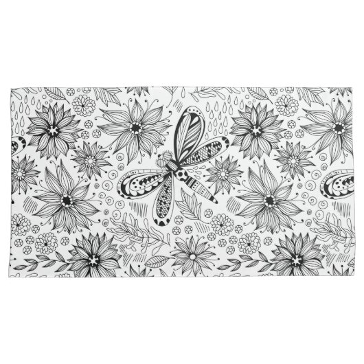 トンボと花 枕カバー (正面右)