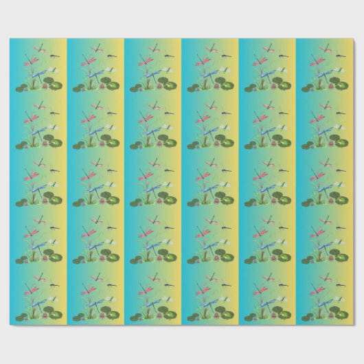 トンボと蓮池のパターン包装紙 – Tr ラッピングペーパー (フラット)