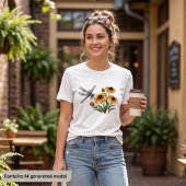 トンボと黄色い野の花 トライブレンドTシャツ