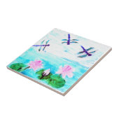 トンボによって、ユリは池の絵画が開花します タイル (側面)