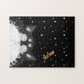 トンボに驚くタキシード猫 ジグソーパズル (横)