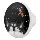 トンボに驚くタキシード猫 セラミックノブ (右)