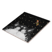 トンボに驚くタキシード猫 タイル (側面)