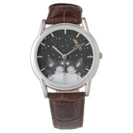 トンボに驚くタキシード猫 腕時計