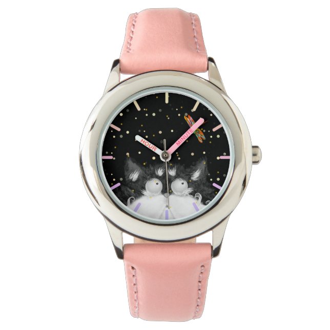 トンボに驚くタキシード猫 腕時計 (正面)