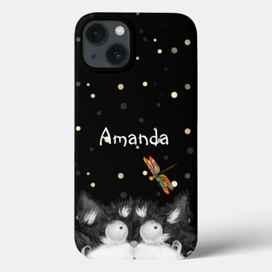 トンボに驚くタキシード猫 Case-Mate iPhoneケース (裏面)