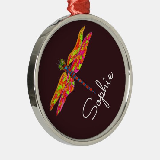 トンボのアトパーソナライズされたト昆虫名ギフト メタルオーナメント (右)