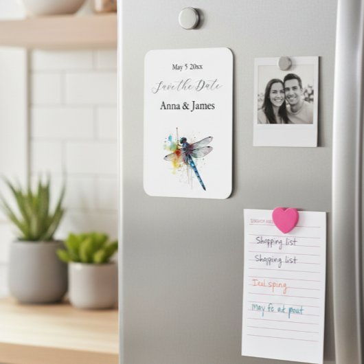 トンボのウェディング、カスタム・セーブ・ザ・デート・ステッカー マグネット