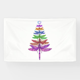 トンボのクリスマスツリーシャツ昆虫愛好家クリスマスC 横断幕