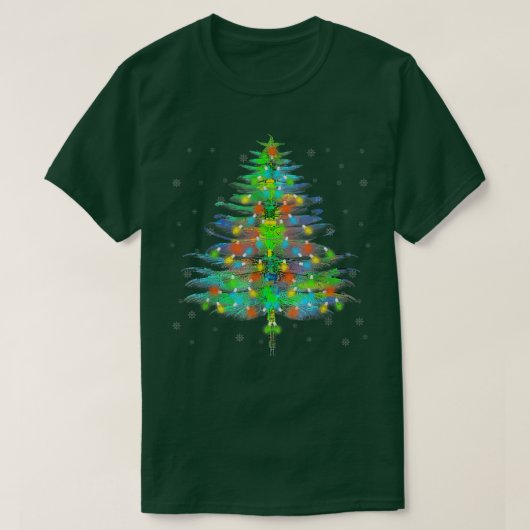 トンボのクリスマスツリー虫おもしろい愛好家のクリスマス Tシャツ (デザイン正面)