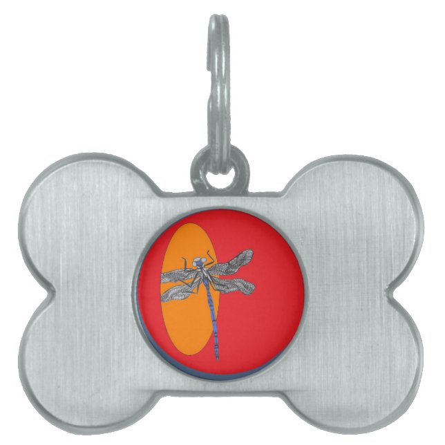 トンボのグラフィック ペットネームタグ (正面)