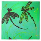 トンボのグリーンとターコイズのツイスト タイル (正面)