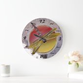 トンボのシンボル樺の木樹皮 ラージ壁時計 (ホーム)