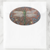 トンボのステッカー 楕円形シール (バッグ)