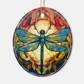 トンボのステンドグラスのセラミックツリー装飾 セラミックオーナメント (左)