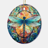 トンボのステンドグラスのセラミックツリー装飾 セラミックオーナメント (左)