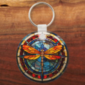 トンボのステンドグラス キーホルダー (正面)