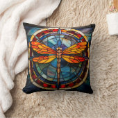 トンボのステンドグラス クッション (ブランケット)