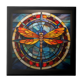 トンボのステンドグラス タイル