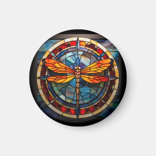 トンボのステンドグラス マグネット (正面)