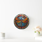 トンボのステンドグラス ラウンド壁時計 (ホーム)