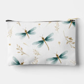 トンボのソフトブルーと金ゴールドパターン アクセサリーポーチ (裏面)