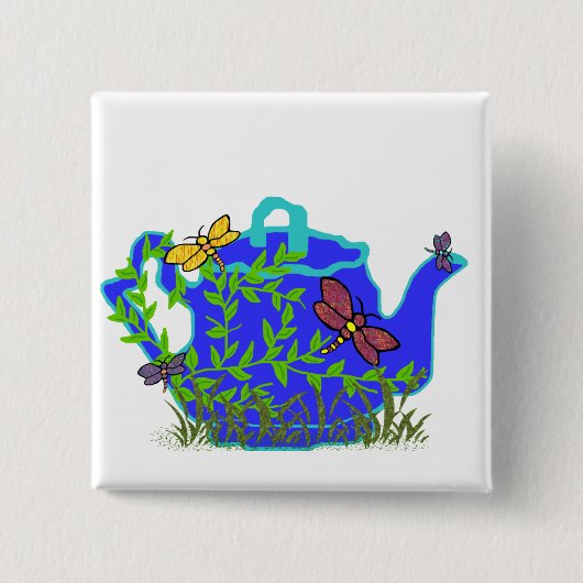 トンボのティーポットボタン 缶バッジ (正面)