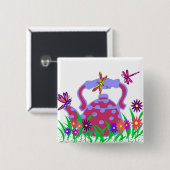 トンボのティーポットボタン 缶バッジ (正面&裏面)