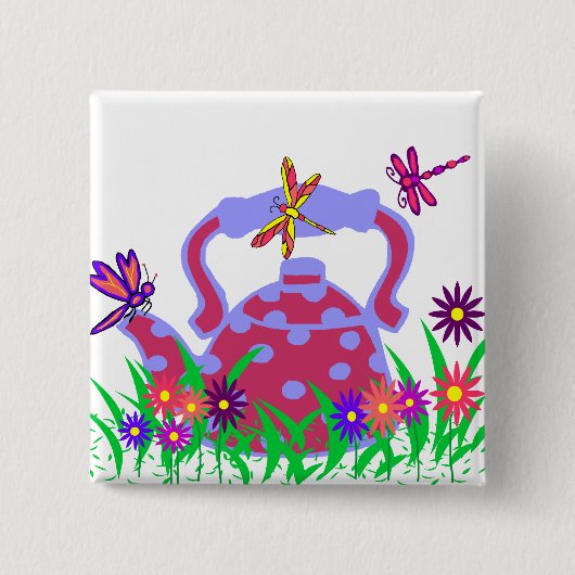 トンボのティーポットボタン 缶バッジ (正面)