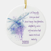 トンボのトーテムアニマルガイドウォーター色自然アート セラミックオーナメント (正面)