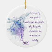 トンボのトーテムアニマルガイドウォーター色自然アート セラミックオーナメント (裏面)