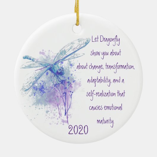 トンボのトーテムアニマルガイドウォーター色自然アート セラミックオーナメント (裏面)