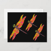 トンボのネオン昆虫イラスト ポストカード (正面/裏面)