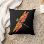 トンボのネオン水カラーイラストレーション クッション (ブランケット)