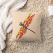 トンボのネオン水カラーイラストレーション クッション (ブランケット)